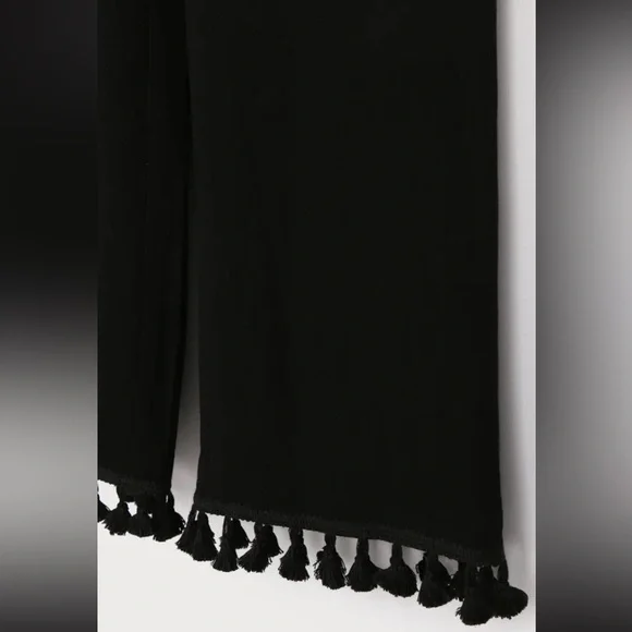 Linen Blend One Shoulder Tassel Crop Top & Wide-Leg Pants Set - Like New - Picture 14 of 17